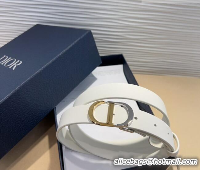 Unique Discount Dior Smooth Calfskin Belt 2.5cm with CD Buckle 0317 White 2025