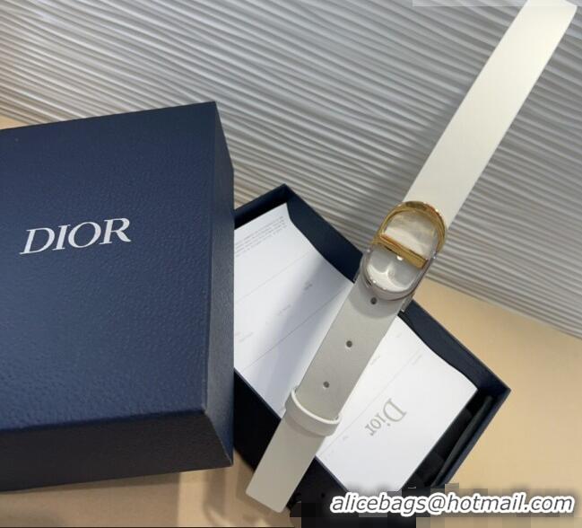 Unique Discount Dior Smooth Calfskin Belt 2.5cm with CD Buckle 0317 White 2025