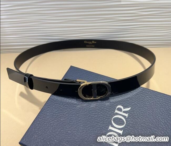 Famous Brand Dior Patent Calfskin Belt 2.5cm with CD Buckle 0317 Black 2025