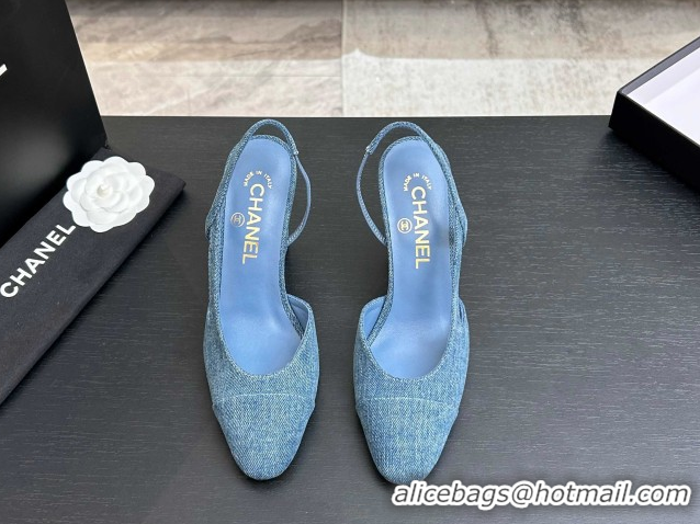 Grade Chanel Blue Denim Slingbacks Pump 9cm G45509 2026