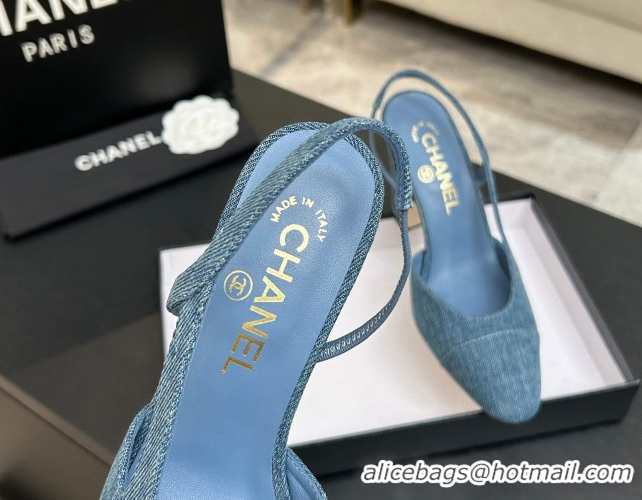 Grade Chanel Blue Denim Slingbacks Pump 9cm G45509 2026