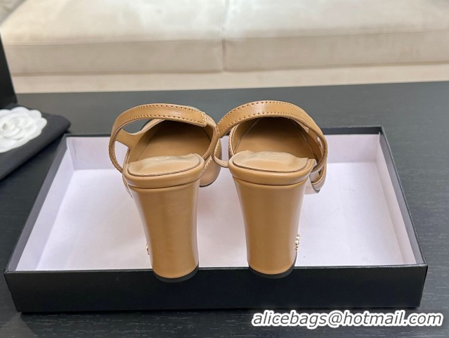 Low Cost Chanel Lambskin Leather Slingbacks Pump 9cm G45509 Beige/Black 2026