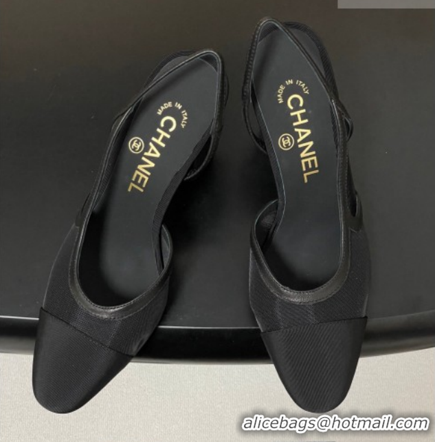Hot Style Chanel Mesh & Grosgrain Slingbacks Pump 9cm G45509 Black 2026