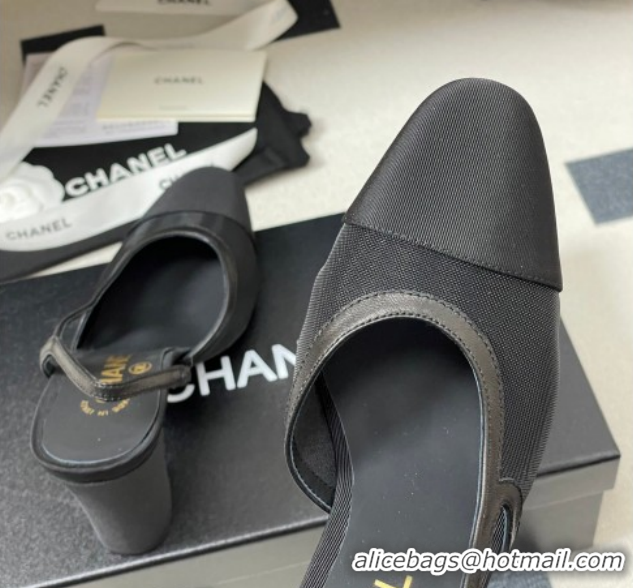 Hot Style Chanel Mesh & Grosgrain Slingbacks Pump 9cm G45509 Black 2026