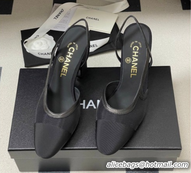 Hot Style Chanel Mesh & Grosgrain Slingbacks Pump 9cm G45509 Black 2026
