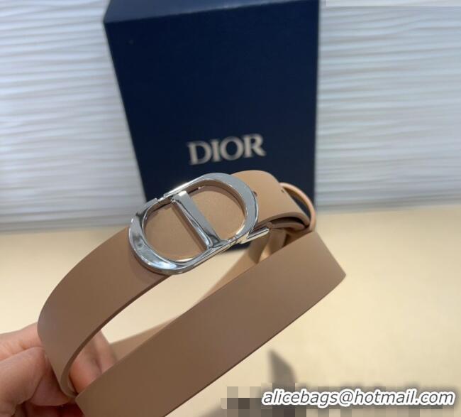 Low Price Dior Smooth Calfskin Belt 2.5cm with CD Buckle 0317 Beige 2025