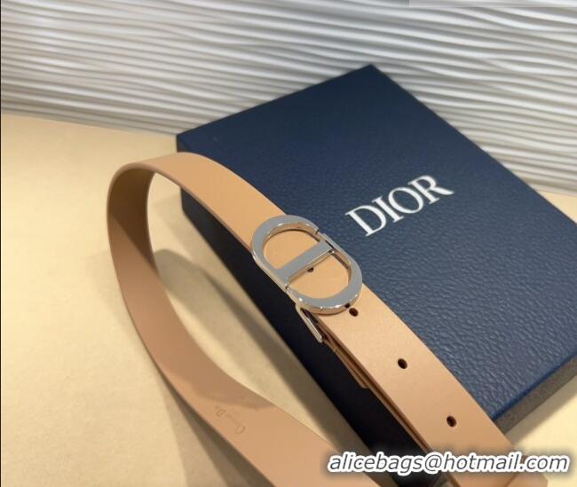 Low Price Dior Smooth Calfskin Belt 2.5cm with CD Buckle 0317 Beige 2025