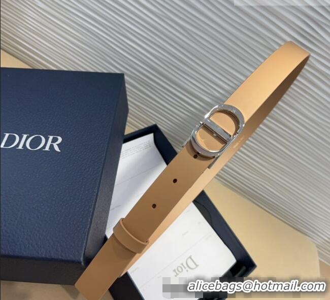 Low Price Dior Smooth Calfskin Belt 2.5cm with CD Buckle 0317 Beige 2025