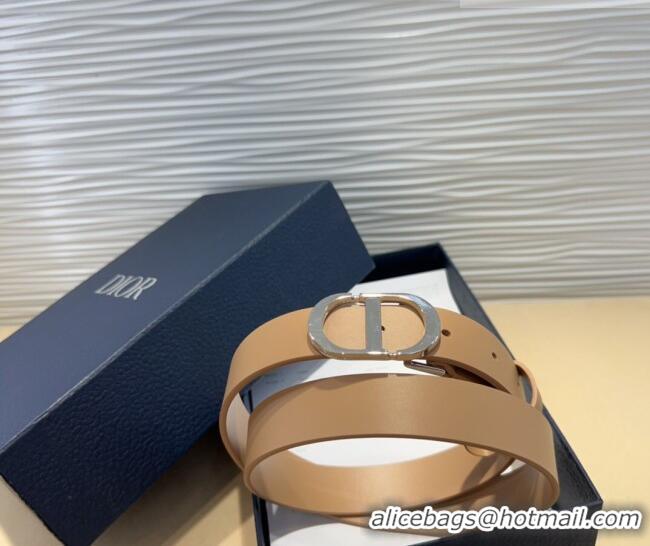 Low Price Dior Smooth Calfskin Belt 2.5cm with CD Buckle 0317 Beige 2025