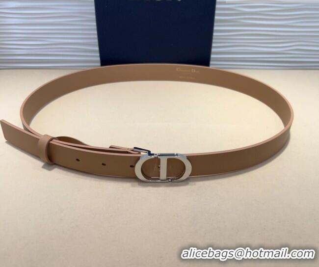 Low Price Dior Smooth Calfskin Belt 2.5cm with CD Buckle 0317 Beige 2025