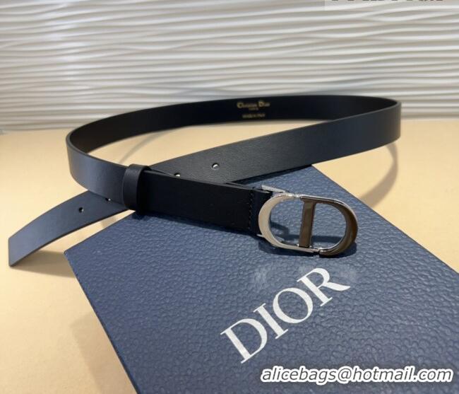 Trendy Design Dior Smooth Calfskin Belt 2.5cm with CD Buckle 0317 Black 2025