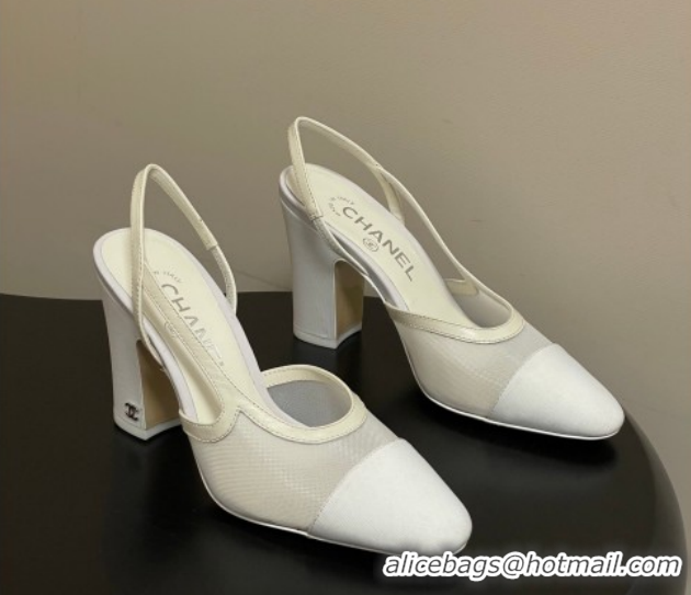 Low Price Chanel Mesh & Grosgrain Slingbacks Pump 9cm G45509 White 2026