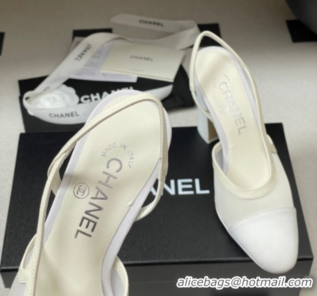 Low Price Chanel Mesh & Grosgrain Slingbacks Pump 9cm G45509 White 2026