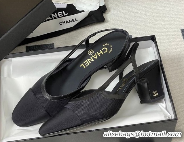 Buy Luxury Chanel Mesh & Grosgrain Slingbacks Pump 6.5cm G31318 Black 2026 