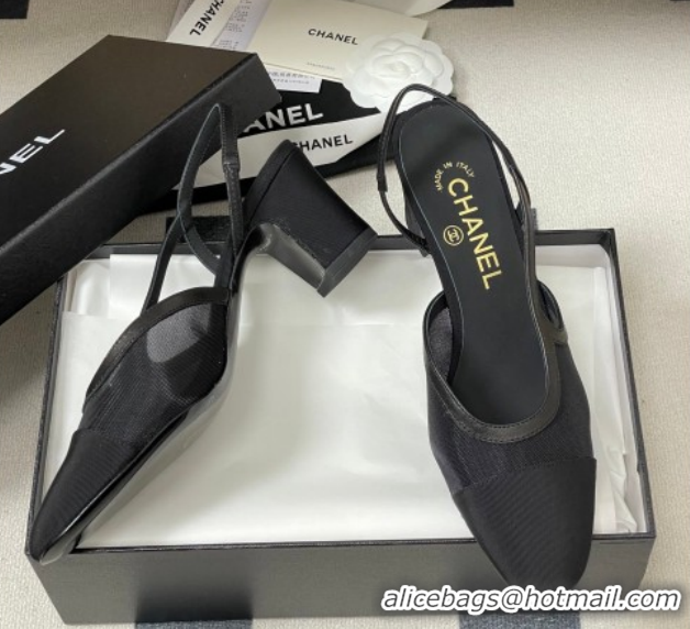 Buy Luxury Chanel Mesh & Grosgrain Slingbacks Pump 6.5cm G31318 Black 2026 