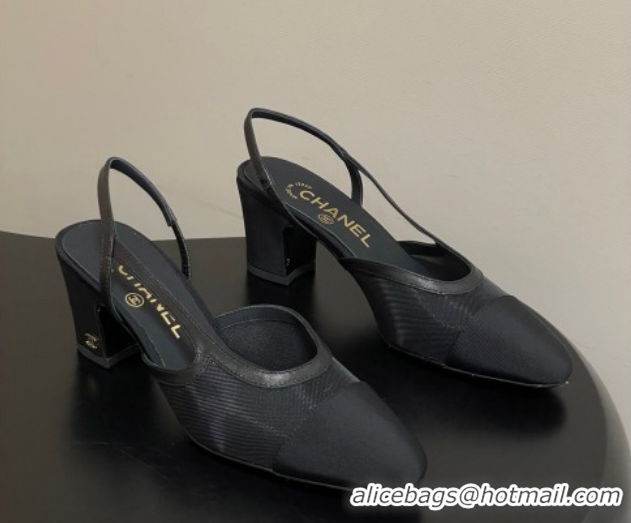 Buy Luxury Chanel Mesh & Grosgrain Slingbacks Pump 6.5cm G31318 Black 2026 
