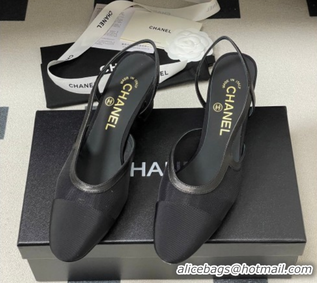 Buy Luxury Chanel Mesh & Grosgrain Slingbacks Pump 6.5cm G31318 Black 2026 