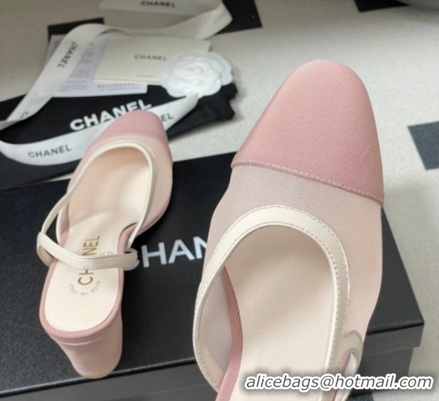 Classic Hot Chanel Mesh & Grosgrain Slingbacks Pump 6.5cm G31318 Light Pink 2026
