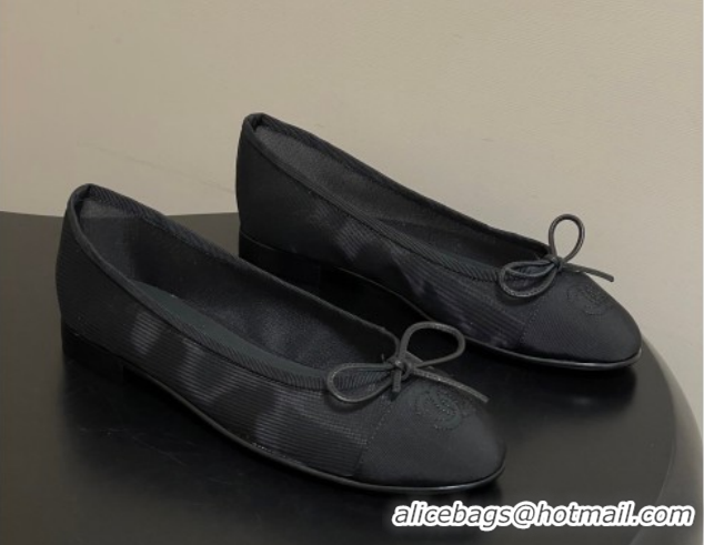 Unique Discount Chanel Mesh & Grosgrain Ballet Flats with Bow Black G02819 2026