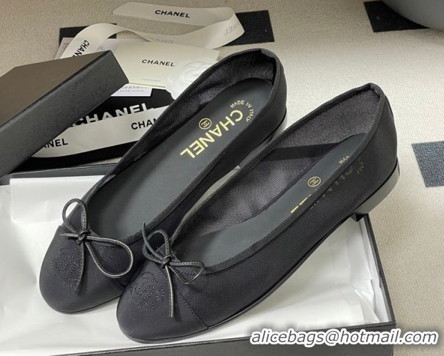 Unique Discount Chanel Mesh & Grosgrain Ballet Flats with Bow Black G02819 2026