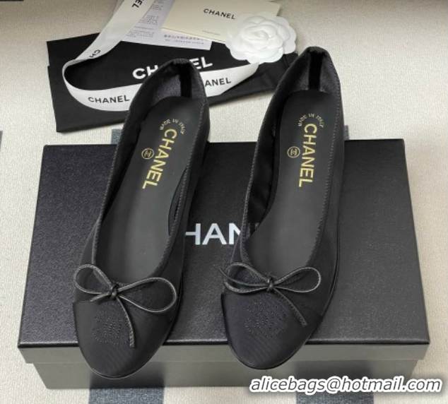 Unique Discount Chanel Mesh & Grosgrain Ballet Flats with Bow Black G02819 2026