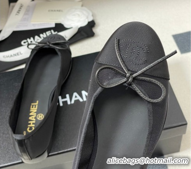 Unique Discount Chanel Mesh & Grosgrain Ballet Flats with Bow Black G02819 2026