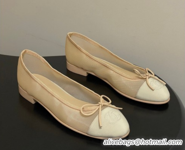 Good Product Chanel Mesh & Grosgrain Ballet Flats with Bow G02819 Beige 2026