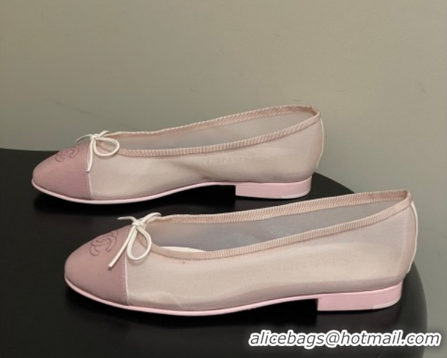 Charming Chanel Mesh & Grosgrain Ballet Flats with Bow G02819 Light Pink 2026