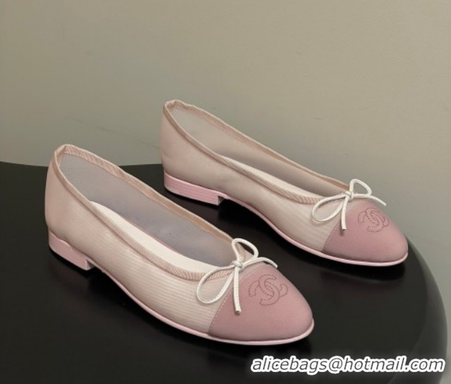 Charming Chanel Mesh & Grosgrain Ballet Flats with Bow G02819 Light Pink 2026