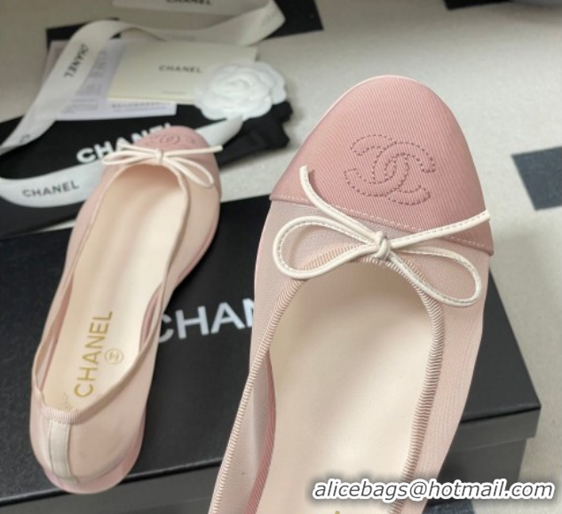 Charming Chanel Mesh & Grosgrain Ballet Flats with Bow G02819 Light Pink 2026