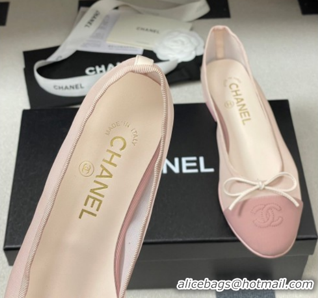 Charming Chanel Mesh & Grosgrain Ballet Flats with Bow G02819 Light Pink 2026