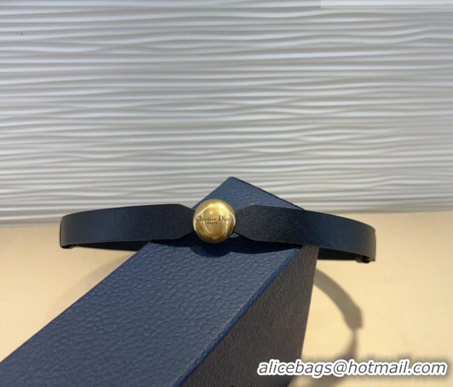 Good Product Dior Black Calfskin Belt 1.5cm with Round Shiny Gold Buckle D0317 2025