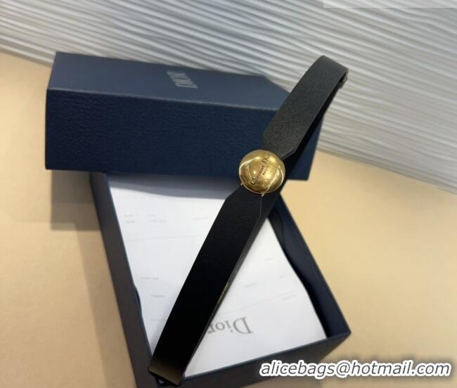 Good Product Dior Black Calfskin Belt 1.5cm with Round Shiny Gold Buckle D0317 2025