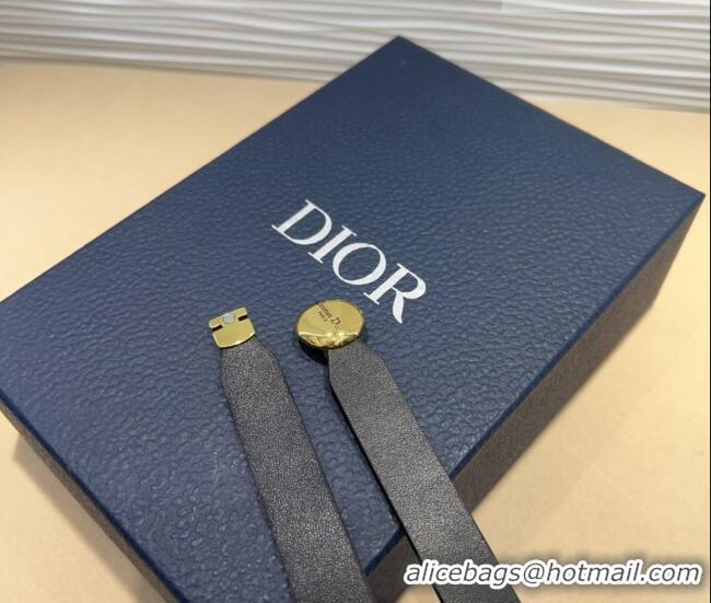 Buy Fashionable Dior Calfskin Belt 1.5cm with Round Shiny Gold Buckle D0317 Black 2025