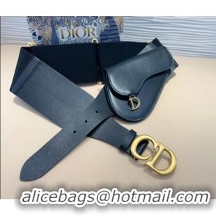 Top Quality Dior Saddle Belt Bag with Pouch in Leather and Stretch 7057 Black 2025