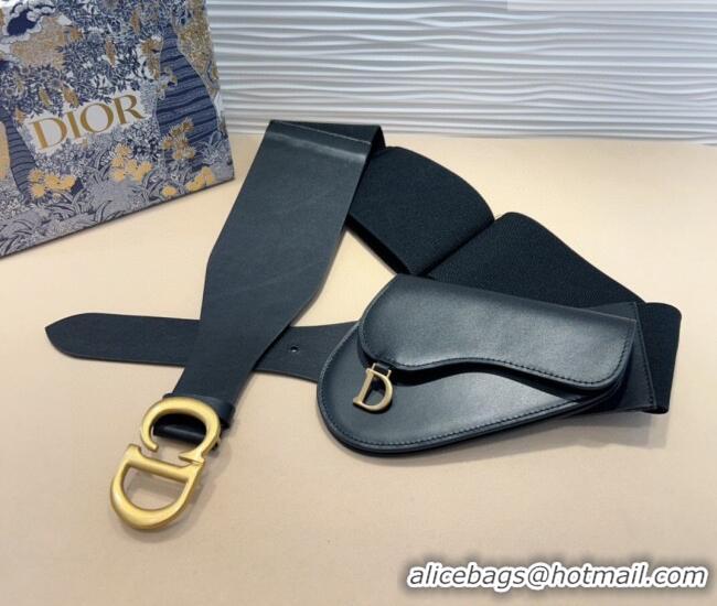 Top Quality Dior Saddle Belt Bag with Pouch in Leather and Stretch 7057 Black 2025