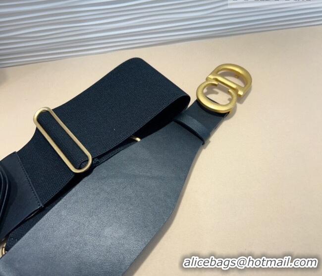 Top Quality Dior Saddle Belt Bag with Pouch in Leather and Stretch 7057 Black 2025