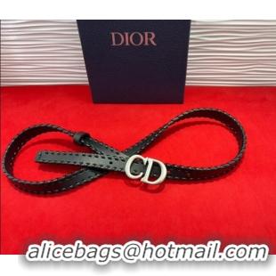 Cheap Price Dior Saddle Belt 2cm with CD Buckle and Leather Topstitching in Smooth Calfskin 8159 Black/Silver 2025
