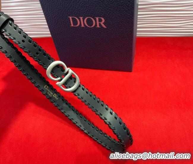 Cheap Price Dior Saddle Belt 2cm with CD Buckle and Leather Topstitching in Smooth Calfskin 8159 Black/Silver 2025