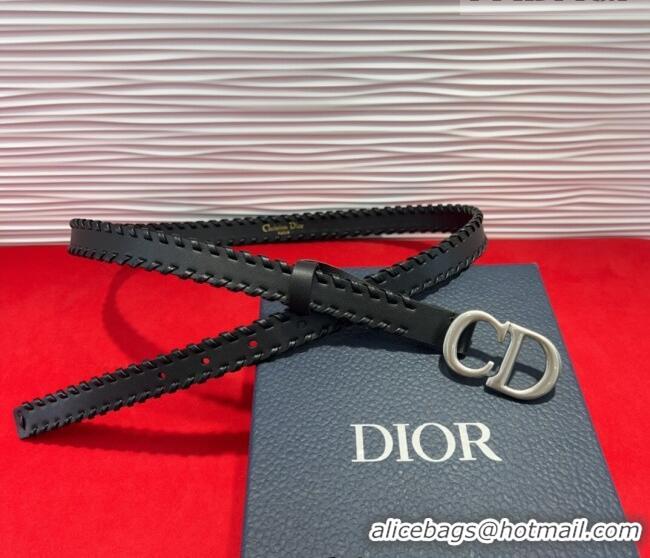 Cheap Price Dior Saddle Belt 2cm with CD Buckle and Leather Topstitching in Smooth Calfskin 8159 Black/Silver 2025
