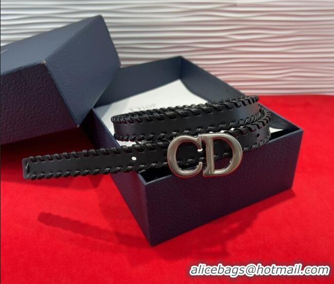 Cheap Price Dior Saddle Belt 2cm with CD Buckle and Leather Topstitching in Smooth Calfskin 8159 Black/Silver 2025