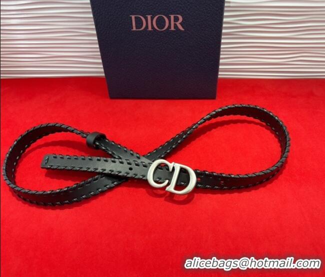 Cheap Price Dior Saddle Belt 2cm with CD Buckle and Leather Topstitching in Smooth Calfskin 8159 Black/Silver 2025