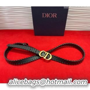 Discount Dior Saddle Belt 2cm with CD Buckle and Leather Topstitching in Smooth Calfskin 8159 Black/Gold 2025