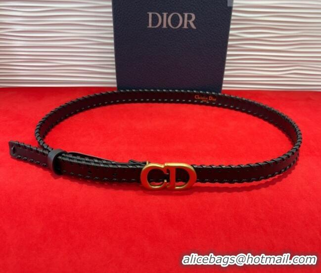 Discount Dior Saddle Belt 2cm with CD Buckle and Leather Topstitching in Smooth Calfskin 8159 Black/Gold 2025