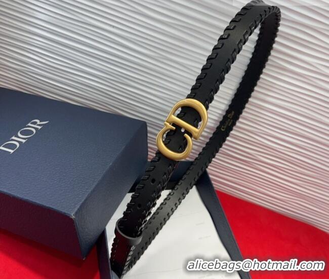 Discount Dior Saddle Belt 2cm with CD Buckle and Leather Topstitching in Smooth Calfskin 8159 Black/Gold 2025