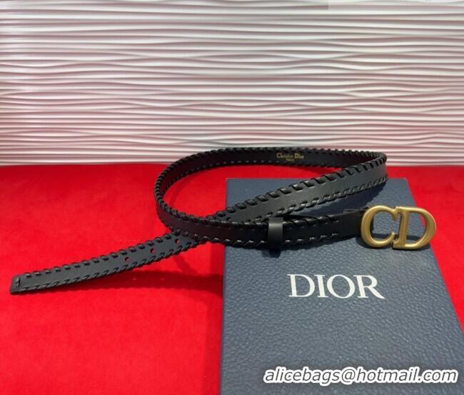 Discount Dior Saddle Belt 2cm with CD Buckle and Leather Topstitching in Smooth Calfskin 8159 Black/Gold 2025