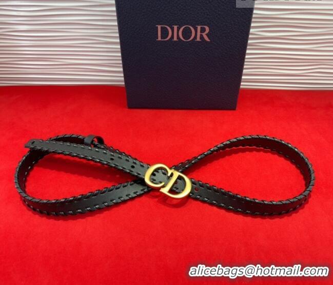 Discount Dior Saddle Belt 2cm with CD Buckle and Leather Topstitching in Smooth Calfskin 8159 Black/Gold 2025