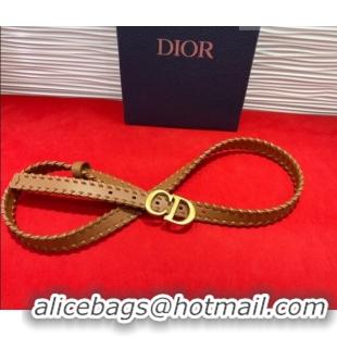 Most Popular Dior Saddle Belt 2cm with CD Buckle and Leather Topstitching in Smooth Calfskin 8159 Brown/Gold 2025