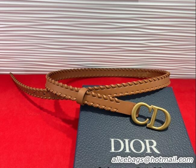 Most Popular Dior Saddle Belt 2cm with CD Buckle and Leather Topstitching in Smooth Calfskin 8159 Brown/Gold 2025
