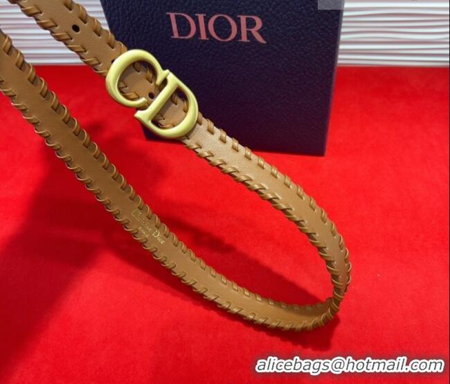 Most Popular Dior Saddle Belt 2cm with CD Buckle and Leather Topstitching in Smooth Calfskin 8159 Brown/Gold 2025